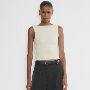 NWT Aritiza Sculpt Knot Muscle Tank in Matte Pearl XS